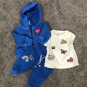 Patch work sweat suit with matching tee